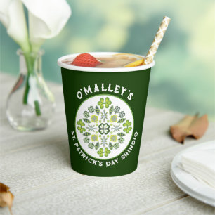 Gobelets En Papier Shamrock Clover Mandala St. Patrick's Day Party