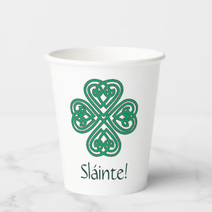 Gobelets En Papier Shamrock irlandais de Sláinte Green Celtic Lucky C