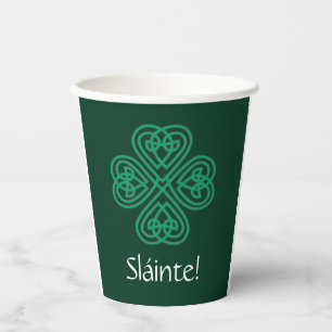 Gobelets En Papier Shamrock irlandais de Sláinte Green Celtic Lucky C