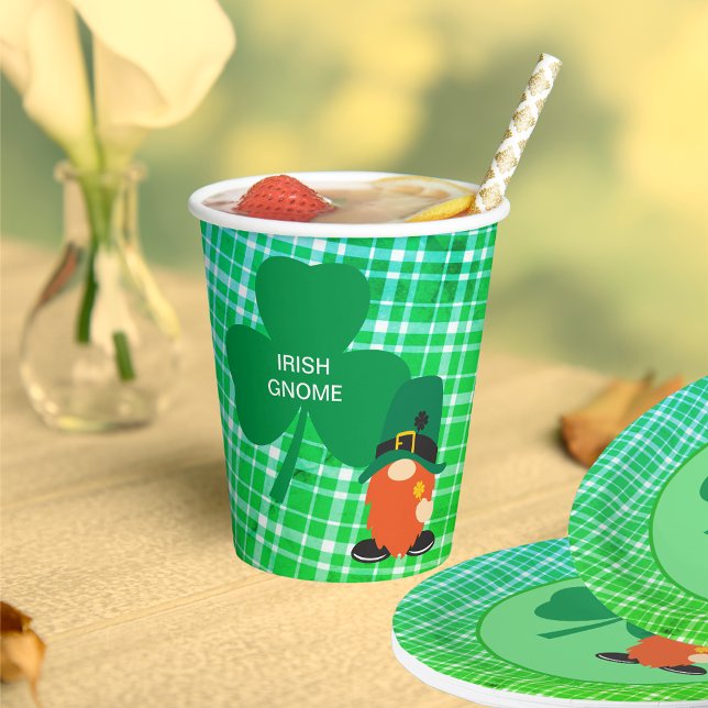 Gobelets En Papier Shamrock irlandais St Patrick's (Irish Gnome Shamrock St Patrick's Paper Cups)