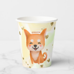 Gobelets En Papier Shiba Inu souriant mignon