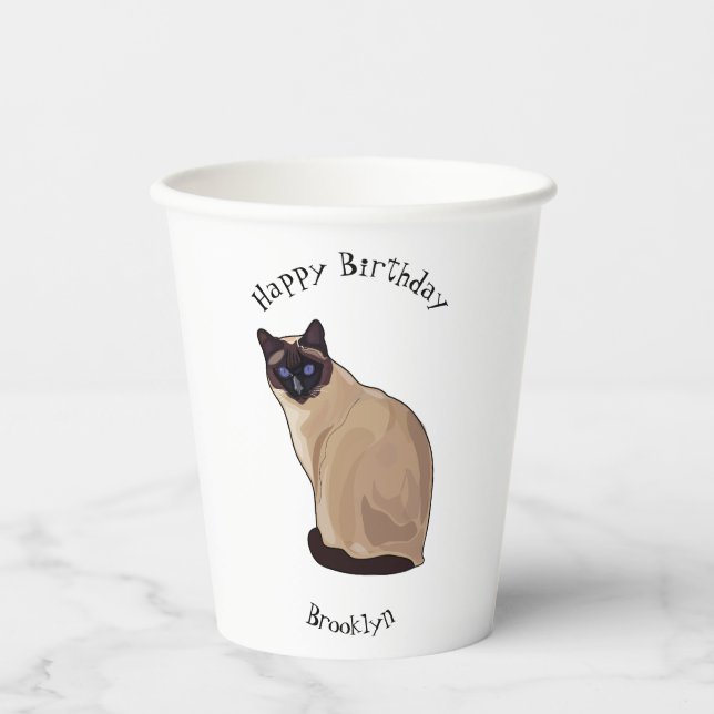Gobelets En Papier Siamese cat cartoon (Recto)