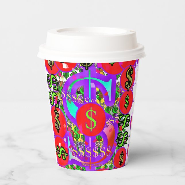 Gobelets En Papier Signes en dollars rouges (Recto)