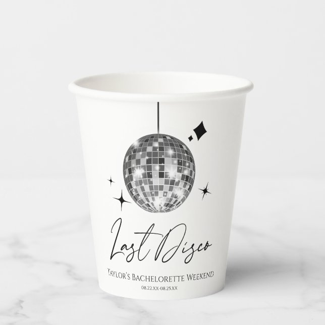 Gobelets En Papier Silver Disco Ball Dernière Disco Bachelorette Part (Recto)
