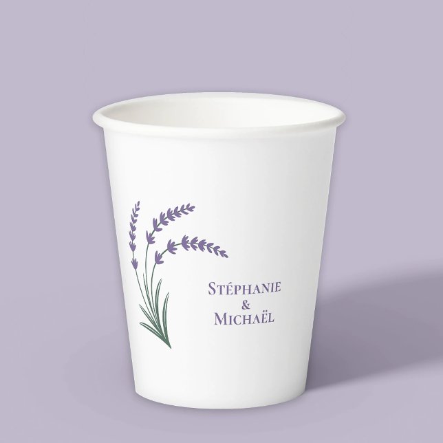 Gobelets En Papier Simple Lavender Wedding (Simple Lavender Wedding Paper Cups)
