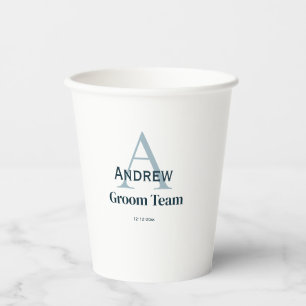 Gobelets En Papier simple monogramme personnalisé groomsmen