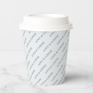 Gobelets En Papier Simple motif de texte personnalisé bleu gris minim