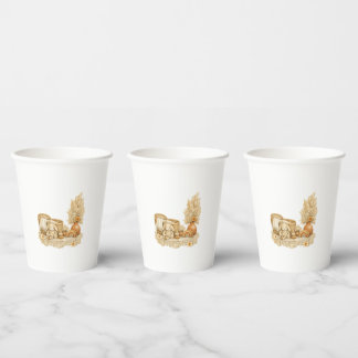 Gobelets En Papier Simple Watercolor Boho Baby Shower Cups