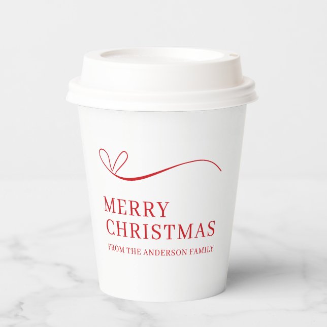 Gobelets En Papier Simple white red modern Merry Christmas (Recto)