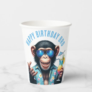 Gobelets En Papier Singes d'été Joyeux anniversaire frère Vibes estiv