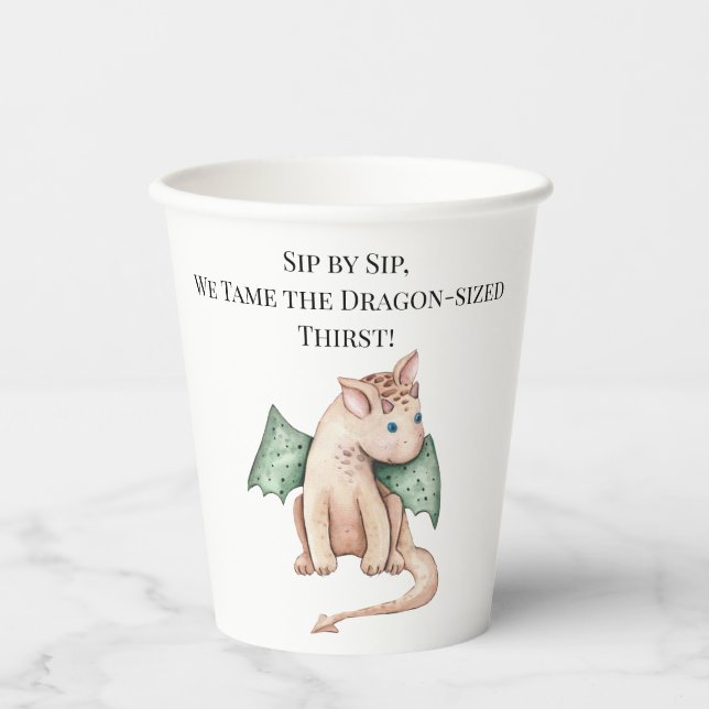 Gobelets En Papier Sip by Sip, We Tame the Dragon size Thirst! (Recto)