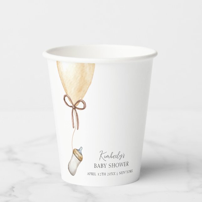 Gobelets En Papier Sip & See Simple Boho Balloon Baby shower bouteill (Recto)