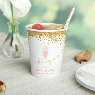 Gobelets En Papier Sip Sip Hooray Douche ou Engagement Party Papier C