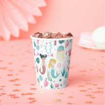 Sirène d'aquarelle / Tasse de papier / Fête de fil