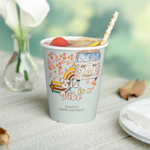 Gobelets En Papier Six Est Vibe Daisy Hippie Van Sixième Anniversaire