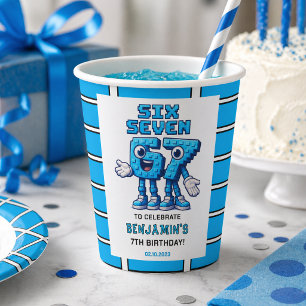 Gobelets En Papier Six Seven Meme 7e Anniversaire   Drôle Tendance