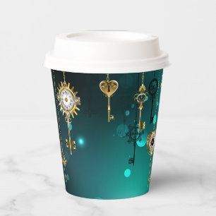 Gobelets En Papier Skeleton Keys on Green Background