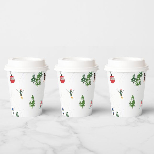 Gobelets En Papier Ski alpin | Ski de vacances hiver (Multi)