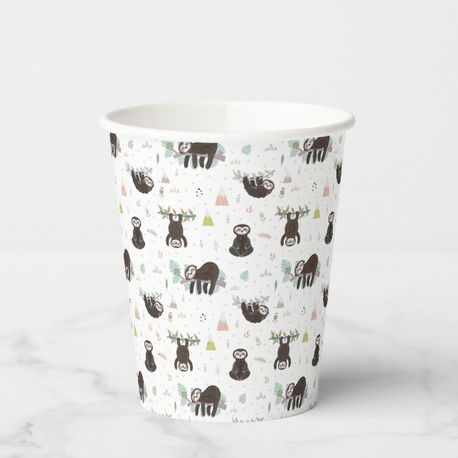 Gobelets En Papier Sleepy Sweet Sloth Motif (Gauche)