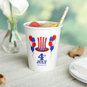 Gobelets En Papier SlipperyJoe's fête d'indépendance du 4 juillet cla