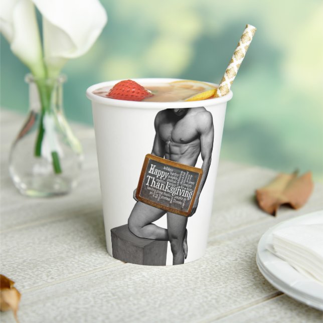 Gobelets En Papier SlipperyJoe's Thanksgiving man hot six pack abs un (Insitu)