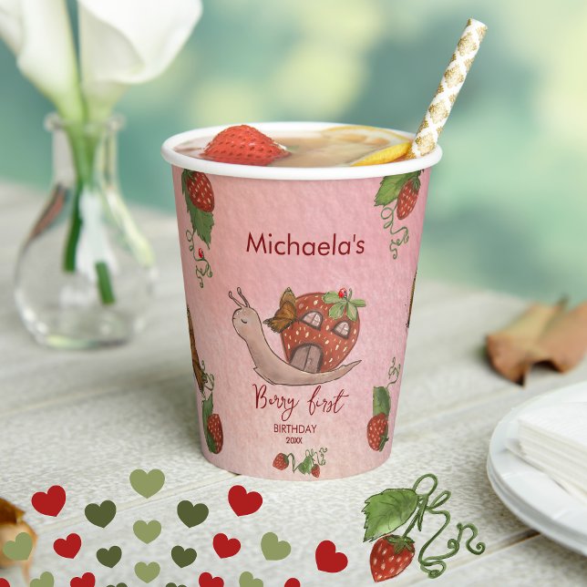 Gobelets En Papier Snail & Strawberry 'Berry First' Party Cups (Snail & Strawberry 'Berry First' Party Cups)