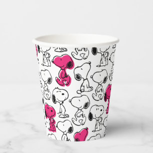 Gobelets En Papier Snoopy Black & Magenta Motif