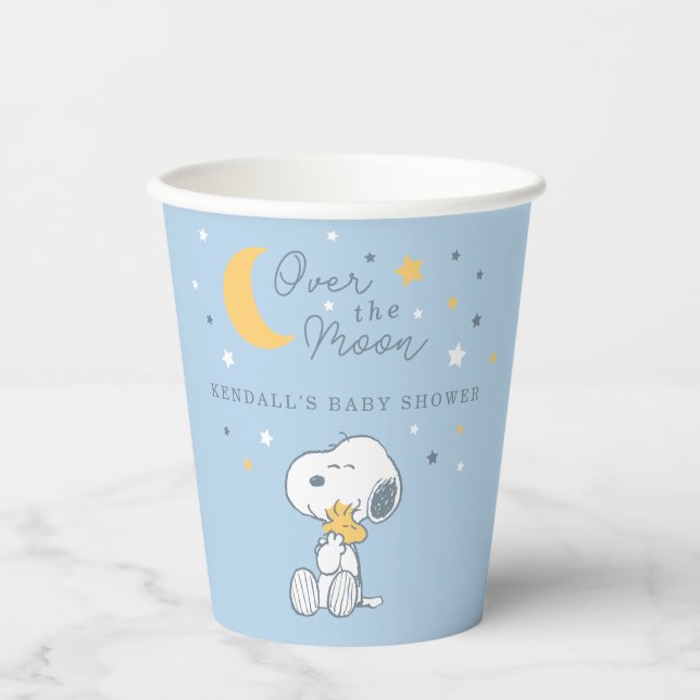 Gobelets En Papier Snoopy & Woodstock | Over the Moon Baby Shower Pap (Recto)