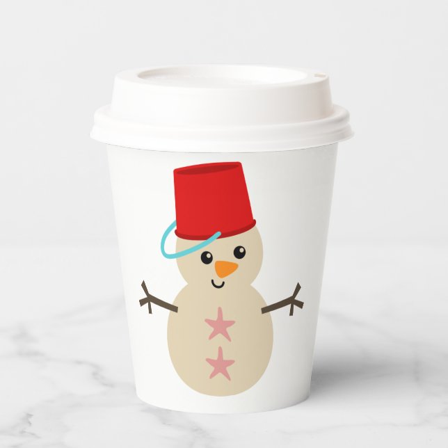 Gobelets En Papier Snowman mignon fait de sable avec seau pour Casque (Recto)