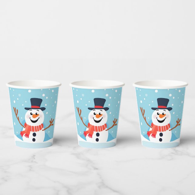 Gobelets En Papier Snowman Noël Fête coupe papier (Multi)