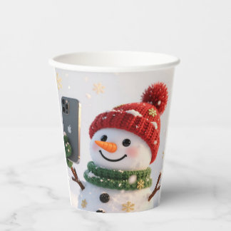 Gobelets En Papier Snowman Selfie Holiday Paper Cup
