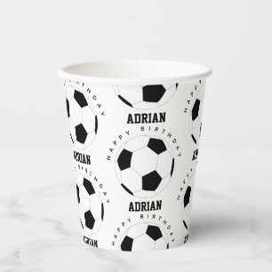 Gobelets En Papier Soccer Ball Football Nom personnalisé Anniversaire