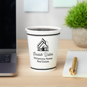 Gobelets En Papier Société immobilière Agent immobilier Logo Maison o