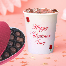 Gobelets En Papier Soft Pastel Heureuse Sainte-Valentin Red Roses Par