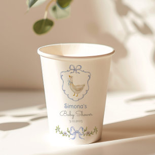 Gobelets En Papier Soignée Goose Blue Bow bébé garçon douche