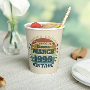 Gobelets En Papier Soirée personnalisée vintage de 35 ans