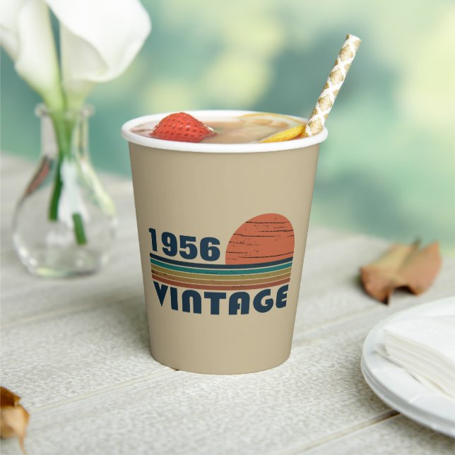 Gobelets En Papier Soirée personnalisée vintage de 65e anniversaire (Insitu)