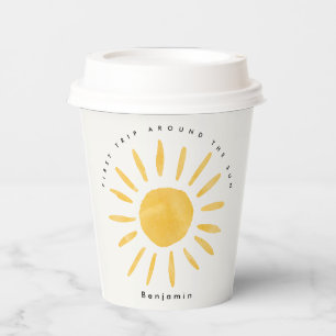 Gobelets En Papier soleil 1er anniversaire aquarelle soleil