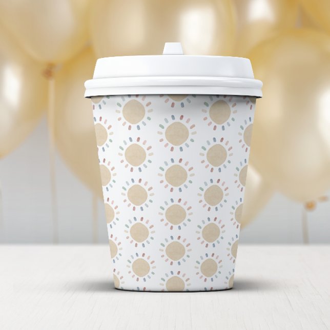 Gobelets En Papier Soleil Boho (Boho Rainbow Sun Baby Shower Paper Cups
)