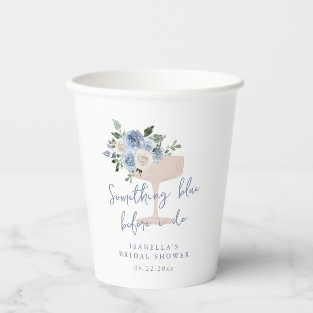 Gobelets En Papier Something Blue avant le mariage (Recto)