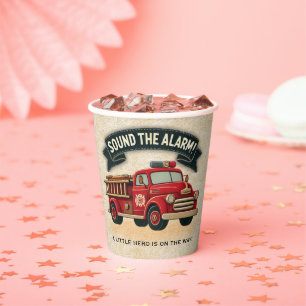 Gobelets En Papier Sonne l'alarme ! Baby shower vintage pour camions