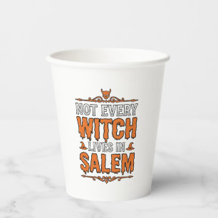 Gobelets En Papier Sorcière Vintage Salem Halloween Typographie Desig