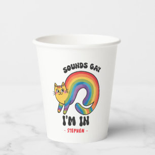 Gobelets En Papier Sounds Gay, I’m In - Rainbow Cat LGBTQ Pride