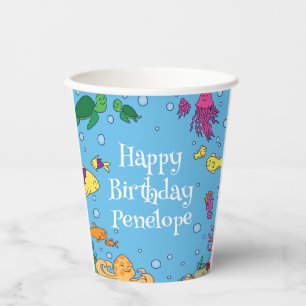 Gobelets En Papier Sous la mer Animaux mignonette fête Anniversaire d