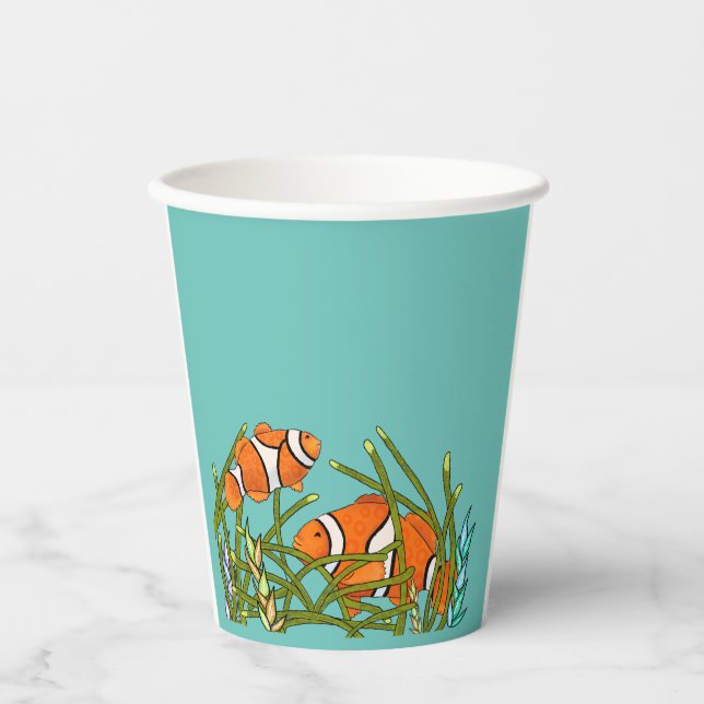 Gobelets En Papier Sous la mer Clown Poisson Anniversaire (Recto)