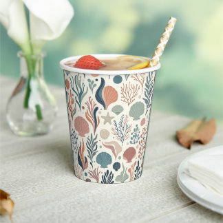 Gobelets En Papier Sous l'Anniversaire de la mer, Motif de Whispers O