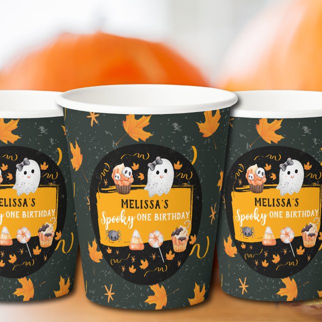 Gobelets En Papier Spooky One Cute Halloween Birthday  (Créateur téléchargé)