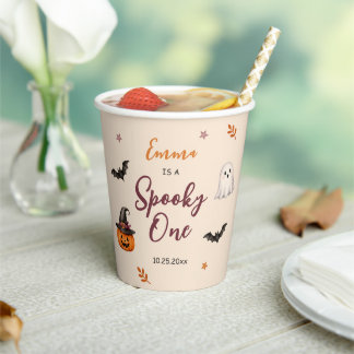 Gobelets En Papier Spooky One Halloween 1st Birthday Girls Ghost