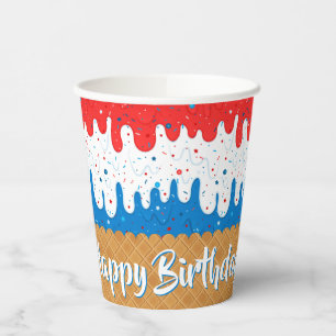 Gobelets En Papier Sprinkings and America Ice Cream Birthday