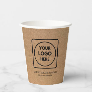 Gobelets En Papier Square Rustic Kraft Custom Logo Business Paper Cup